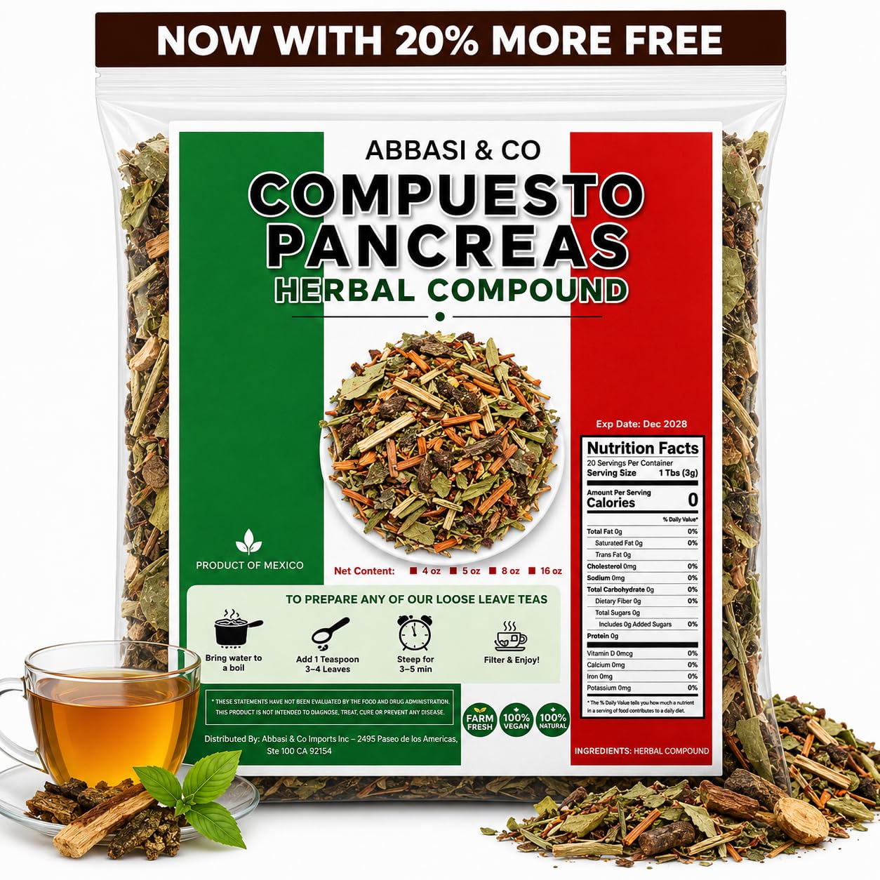 PANCREAS TEA – Supports Mexican Herbal Mixture 4oz Pancreatic Support Care, Blood Sugar support Higado Rinon Riñon y Pancreas Liver Kidney and Pancreas 4oz