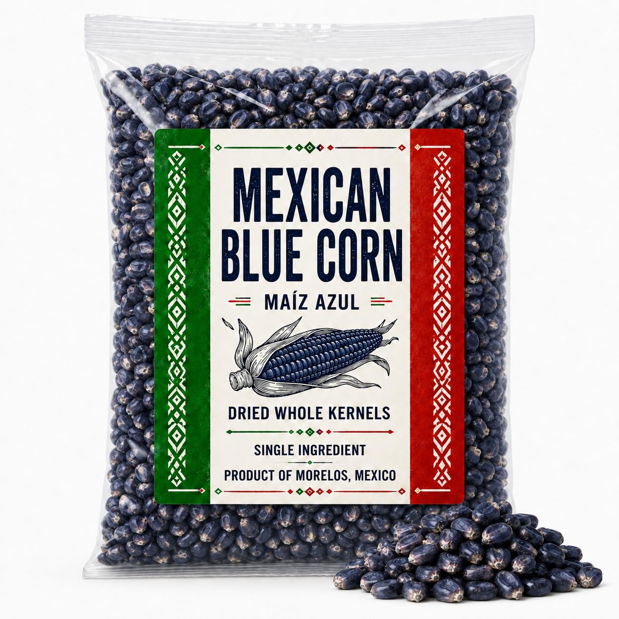 Mexican Blue Corn Dried Whole Kernels, Maíz Azul Elote Azul Mexicano Maiz Conico Azul Blue Corn Masa Puebla Tamale Maize – IMPORTED FROM MEXICO