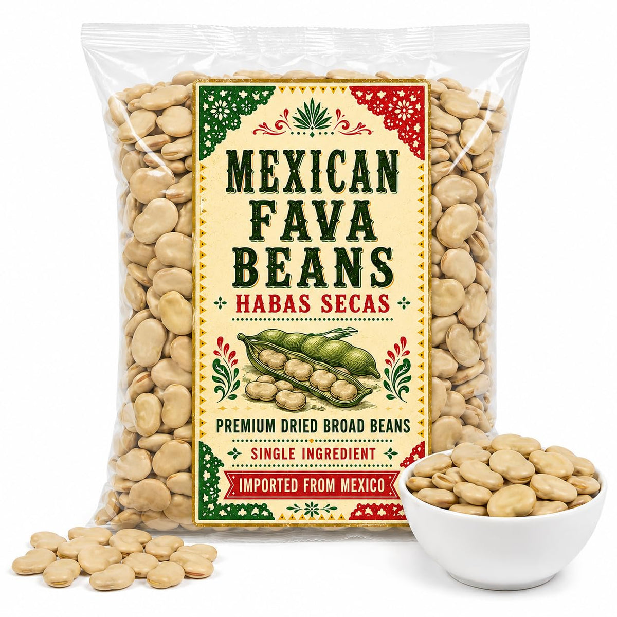 Mexican Dried Fava Beans – Premium Broad Beans from Puebla – Authentic Taste, Natural Protein-Rich Superfood, Non-GMO IMPORTED FROM MEXICO
