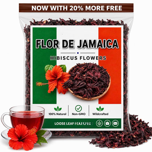 5oz Flor de Jamaica – Hibuscus Leaves Mexican Hibiscus Petals | 100% Natural, Non-GMO, No Additives or Fillers | Premium Dried Jamaica Flowers for Tea, Agua Fresca, Cocktails & Recipes | IMPORTED FROM MEXICO