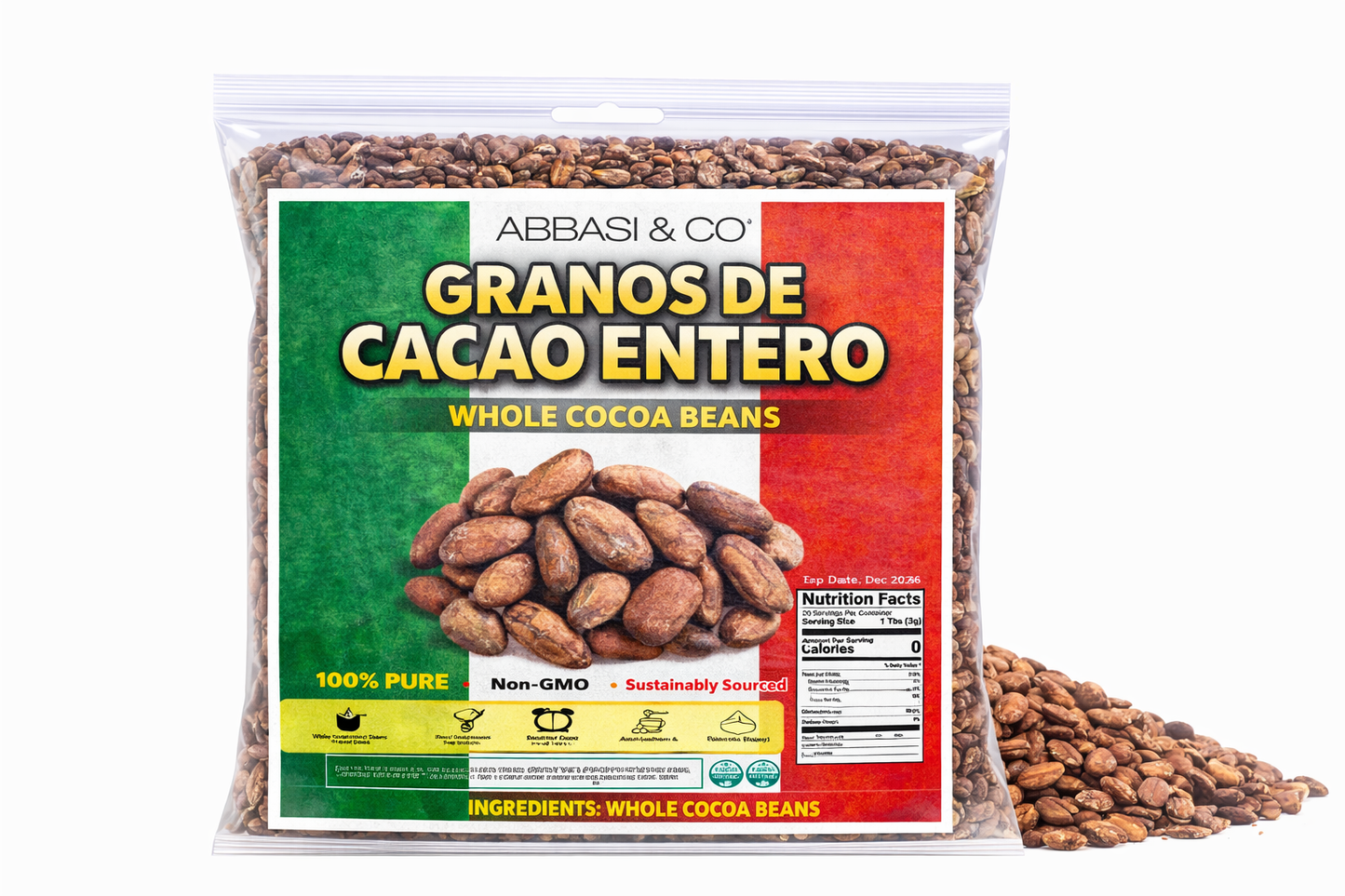 5oz Whole Cacao Beans Granos de Cacao -Raw Cacao Beans | Authentic Mexican Raw Cacao - Premium Quality | Natural - Imported from Mexico
