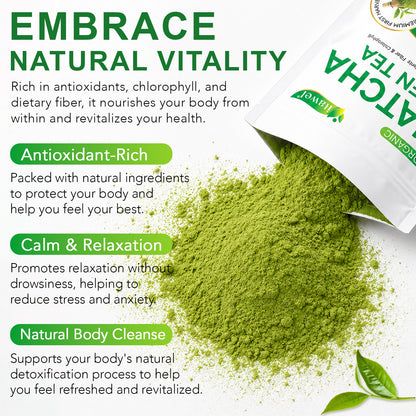1LB Organic Matcha Green Tea - Rich in Nutrients Antioxidants Fiber & Chlorophyll - 16 oz (454g) - Premium First Harvest - Smooth Delicate Flavor