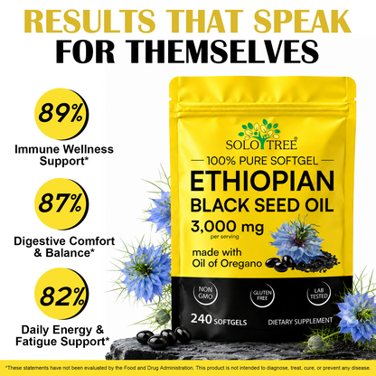Ethiopian Black Seed Oil Capsules 3,000mg, 240 Softgels | 2-in-1 Formula with Oil of Oregano 100mg, Non-GMO, Gluten-Free