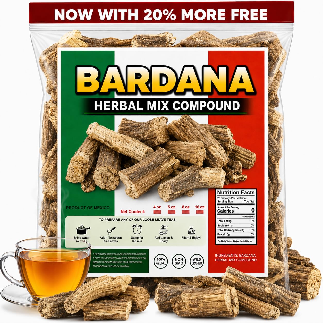 5oz Premium Burdock Root Organic – Great Burdock Tea Loose - Raiz de Bardana Organica – Support Digestion, Liver, Gut Health Arctium lappa IMPORTED FROM MEXICO