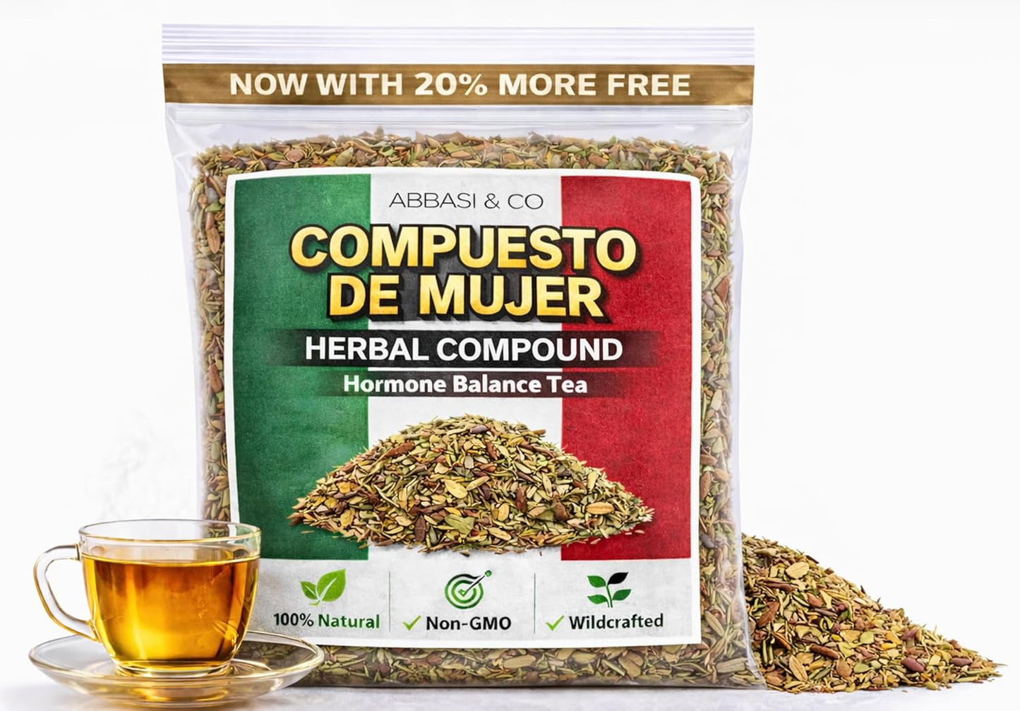 Té de Mujer (Women’s Herbal Tea) Hormone Balance tea Traditional Loose Leaf Botanical Blend – Menstrual Cycle Support Menopause Support Caffeine-Free Herbal Infusion with Soursop, Calendula, Fennel & Lemon Balm