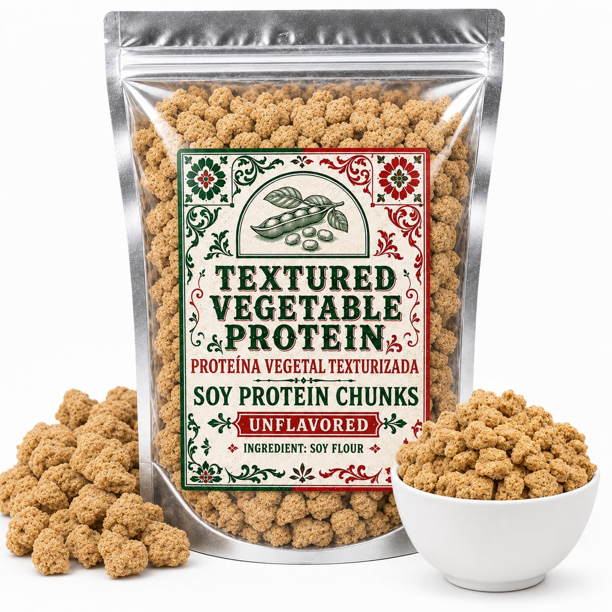 Textured Vegetable Protein TVP Unflavored Soy Meat Substitute Vegan Textured Soy Protein – Premium Soya Texturizada, Easy Plant-Based Cooking Protein, Carne De Soya Product of Mexico