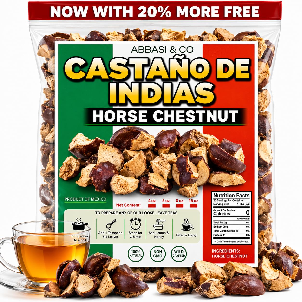 5oz Castano de Indias Horse Chestnut Herb Herbal Tea Natural Mexican Herb Hierba Wild Crafted Castana de la india Castano de la india Aesculus hippocastanum IMPORTED FROM MEXICO