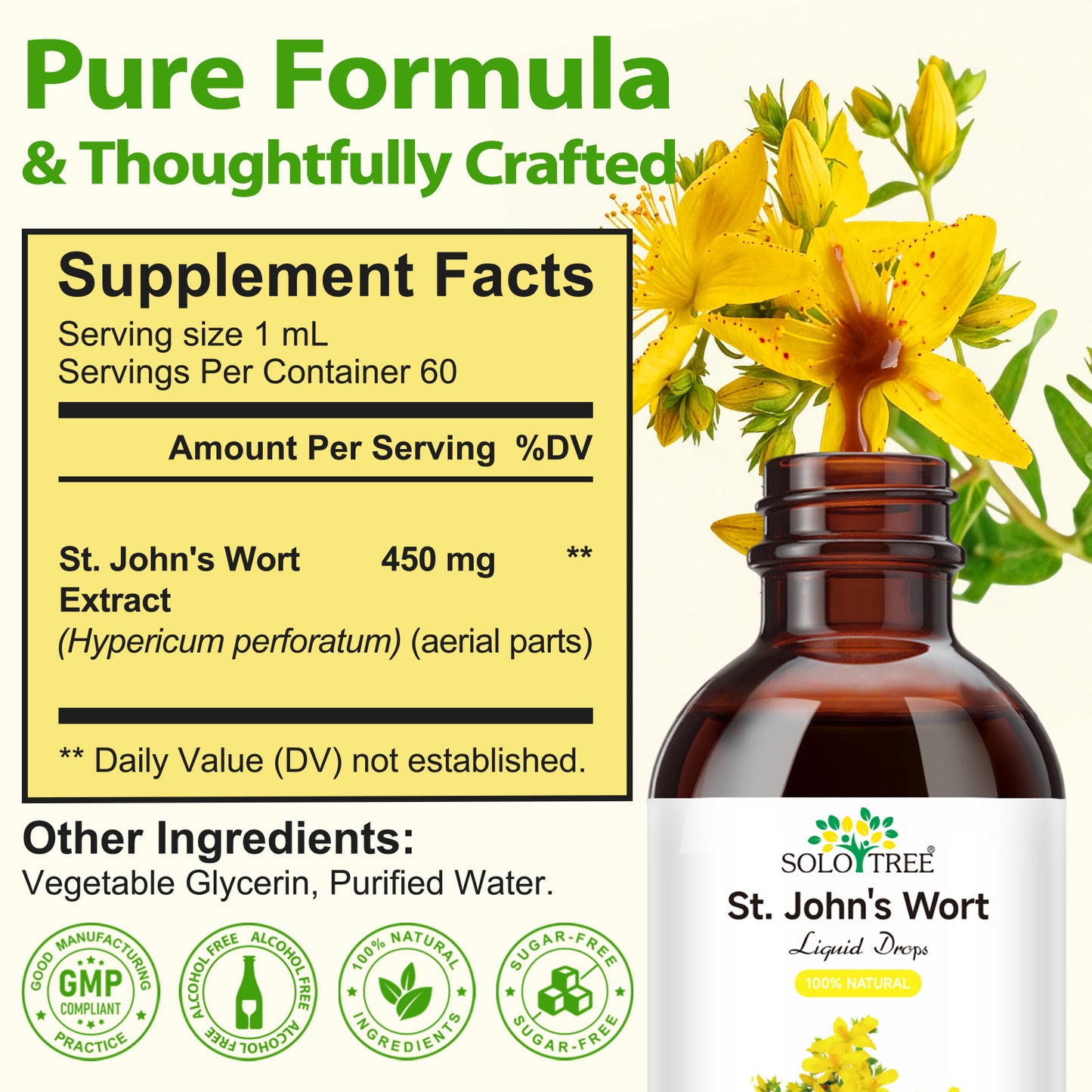 St Johns Wort Tincture - Mood Support - Relaxing St. John's Wort Supplement - Liquid Hypericum