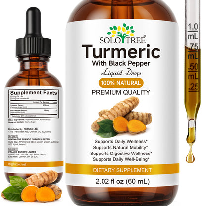 Turmeric Curcumin with Black Pepper Drops - Organic Turmeric Supplement Drops
