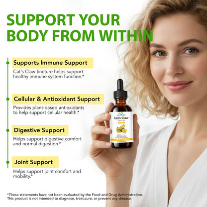 Cats Claw Liquid Drops oil  - Immune Support Supplement - Cats Claw Herb Liquid Extract - Vegan, Sugar & Alcohol-Free Bark Based Drops