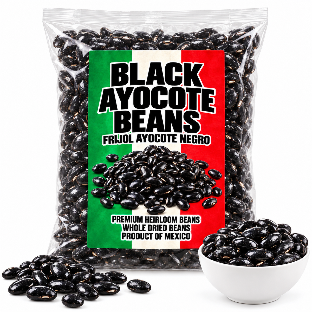 Black Ayocote Beans Frijol Ayocote Negro Premium Heirloom Whole Dried Beans Product of Mexico