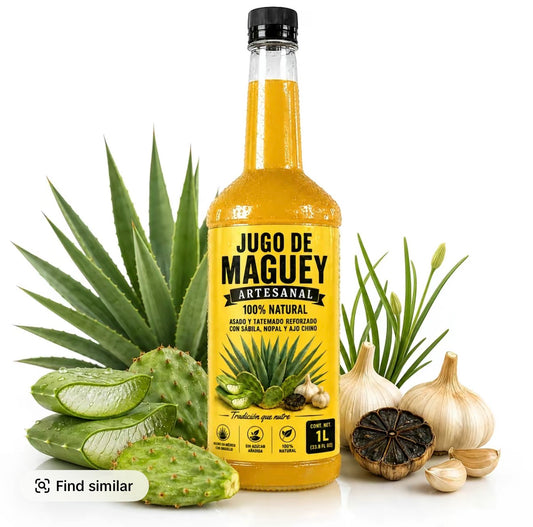 Jugó de Maguey Artesanal, Maxima Calidad de Exportacion -  100% Natural Reinforced with Sábila Nopal and Ajo Chino Strong Flavor Beverage Syrup Jugo De Maguey Y Sabilla