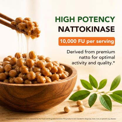 Nattokinase Supplement 10,000 FU, 7-in-1 Formula with CoQ10, Bromelain,Turmeric, Ginger, Olive Leaf &amp; White Willow Bark, MCT Oil Softgels for Bioavailability, 120 Softgels, Non-GMO