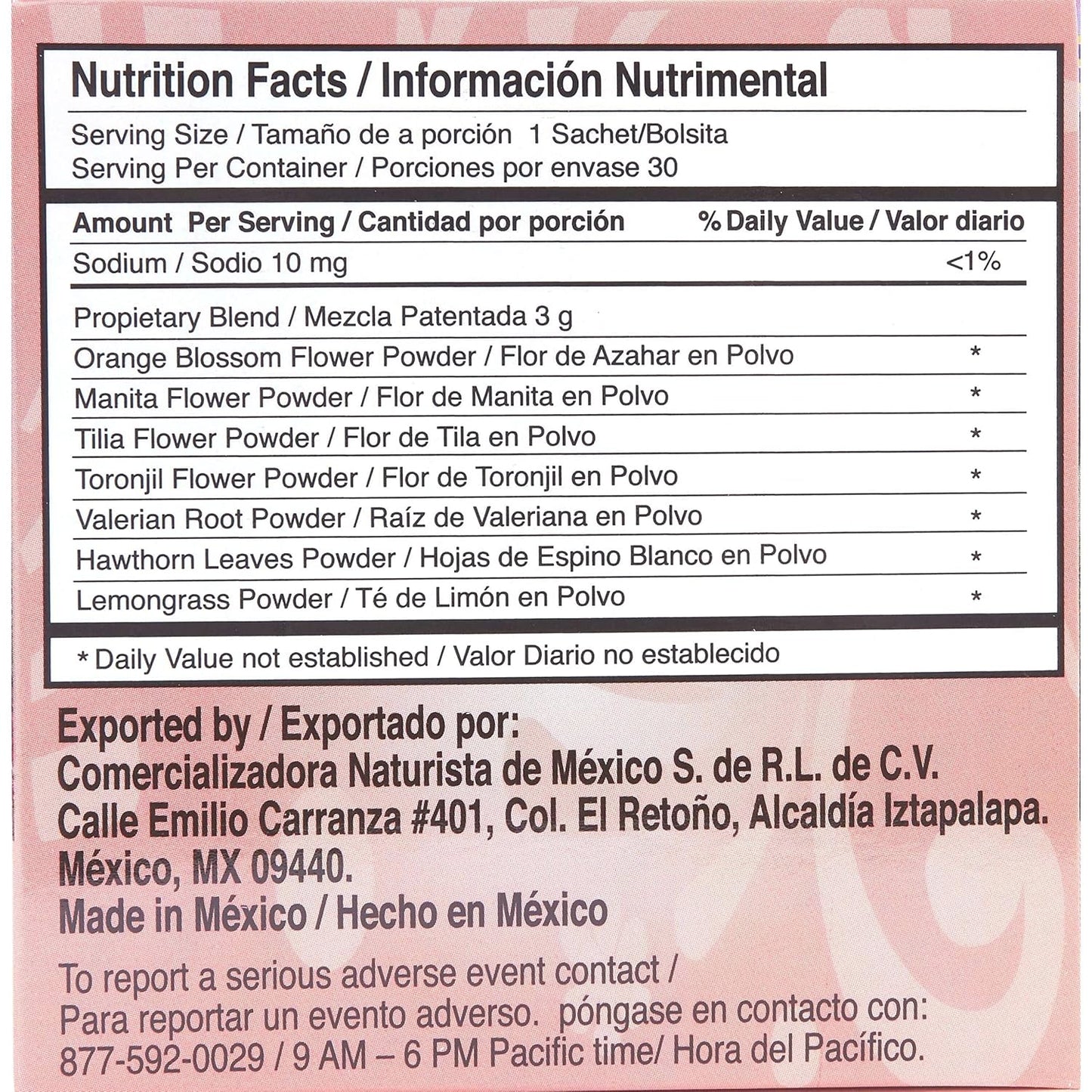 Me Vale Madre Natural Calming Tea: 100% Natural for Relaxation, Support Tranquility and Relief Herbal Tea. Te Relajante y Calmante para Nervios, Tension y Dormir Mejor – 30 Tea Bags