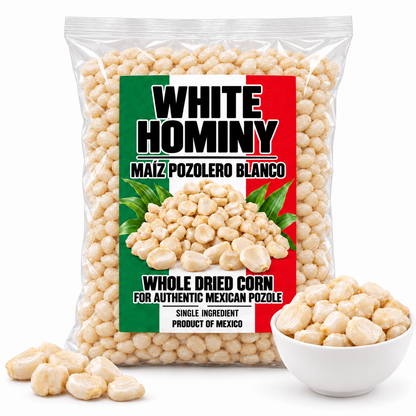 White Hominy Maiz Pozolero Blanco Whole Dried Corn for Authentic Mexican Pozole IMPORTED FROM MEXICO