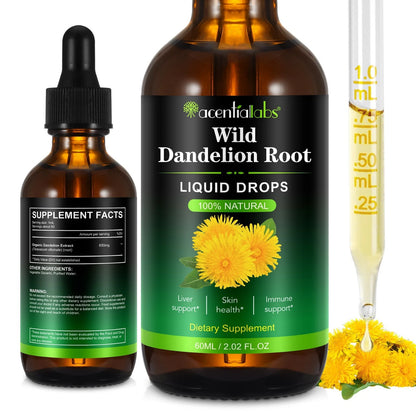 60ML Dandelion Root Tincture - Vegan, Alcohol-Free, Sugar-Free - 650 mg Dandelion Root Extract - Liver Cleanse Support - Natural Formula - 28-Day Supply