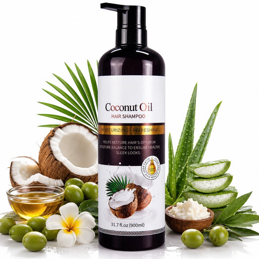 900ML Coconut Oil Hair Shampoo 31.7 fl oz  Moisturizing Refreshing Formula for Healthy Sleek Hair Care
