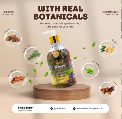 500ML Herbalista Viral New Herbal Shampoo + Conditioner With Real Pieces of Rosemary, Cinnamon, Anise, Clove, Aloe, Ginger, & Eucalyptus - Fortalece, Regenera, Acelera Crecimiento