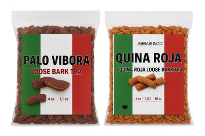 2 Bag Bundle - Palo De Vibora 5 oz (114g) & Quina Roja 5 oz (114g) | Red Cinchona Bark & Arbol de la Víbora Herbal Infusion | Gluten-Free, Non-GMO, Wildcrafted (BOTH)