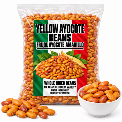 Yellow Ayocote Beans Frijol Ayocote Amarillo Whole Dried Mexican Heirloom Variety Product of Mexico