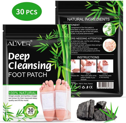 30PCS Deep Cleansing Foot Pads Adhesive Sheets for Foot and Body Care Natural Ginger Powder Bamboo Vinegar Foot Patches for Cold Feet and Odor Reduction