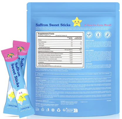 Saffron for Kids, Saffron Powder Stick for Boosting Focus, Mental Clarity, Balanced Mood, Blended with Vitamin D3, Magnesium, Sugar-Free, Friuty Flavor, Individual Package|25 Servings
