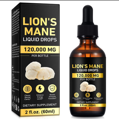 Lions Mane Supplement - Daily Mushroom Supplement for Memory, Focus & Clarity - Brain Booster - Lions Mane Tincture for Immune Support - 60ml