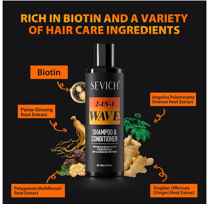 2in1 Wave Shampoo & Conditioner, Effortless Waves Wavy Hair Frizz Control 200ML