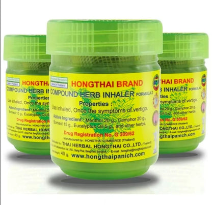3x Hong Thai Traditional Thai Herbal Inhaler Aromatherapy Nasal Inhaler with Incense & Herbs for Mood Enhancement Relaxation