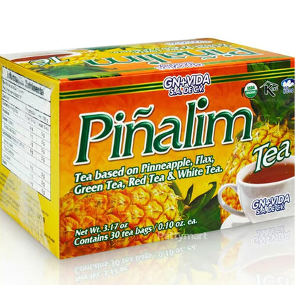 Pinalim Tea Cleansing Herbal /Te de Pinalim Mexican Version- Pineapple, Flax, Green Tea, White Tea - 30 Day Supply Natural Herbal Supple Beverage