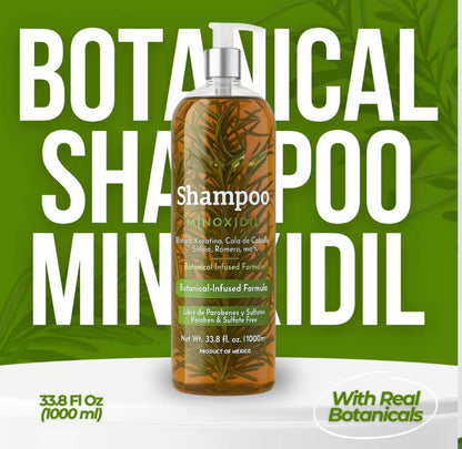 Herbalista 1,000ML Minoxidil 5% shampoo W/ Pcs of Rosemary ,Cinnamon, Aloe, Mint real Botanicals for hair growth , hair loss prevention shampoo