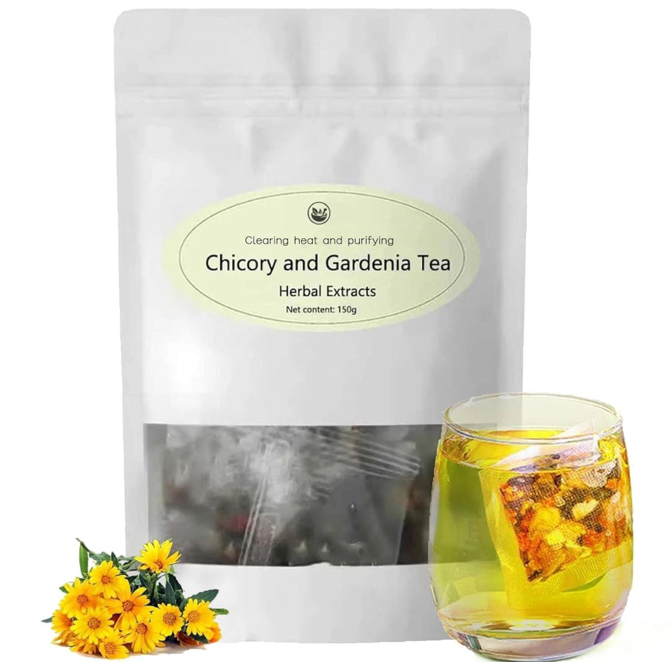 Organic Chicory and Gardenia Tea – Supports Kidney & Liver Health, Natural Blend with Licorice, Chrysanthemum, Orange Peel & More, 150g