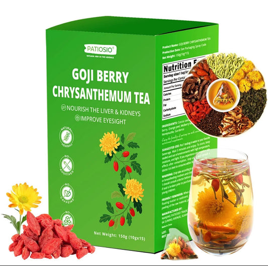 Goji Berry Chrysanthemum Tea for Liver Health - Dandelion Wolfberry Tea Loose Leaf (1Box,15 Bags).