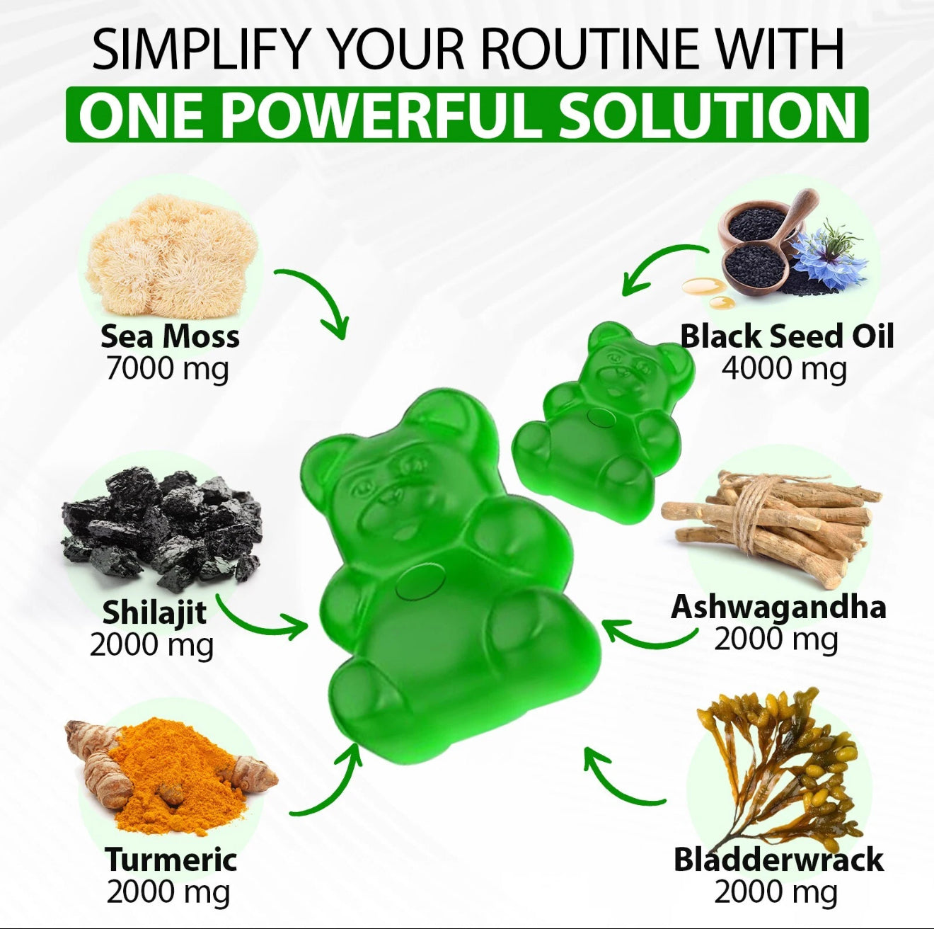 20in1 Sea Moss, Bladderwrack , Black Seed Oil, Ashwagandha, Turmeric, Ginger, Shilajit Gummies – Premium Quality