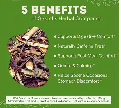 Gastritis- BYE Herbal Tea – 100% Natural Herbal Infusion – Compuesto de Hierbas Naturales – 5 oz – Herbal Mixture for Digestive Comfort – Té para Bienestar Estomacal – Non-GMO | No Cafeíne