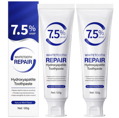 Set 2-Pack Hydroxyapatite Toothpastes for Enamel Protection and Tooth Strengthening, Gentle Mint, Fresh Breath, Daily Use for Oral Health