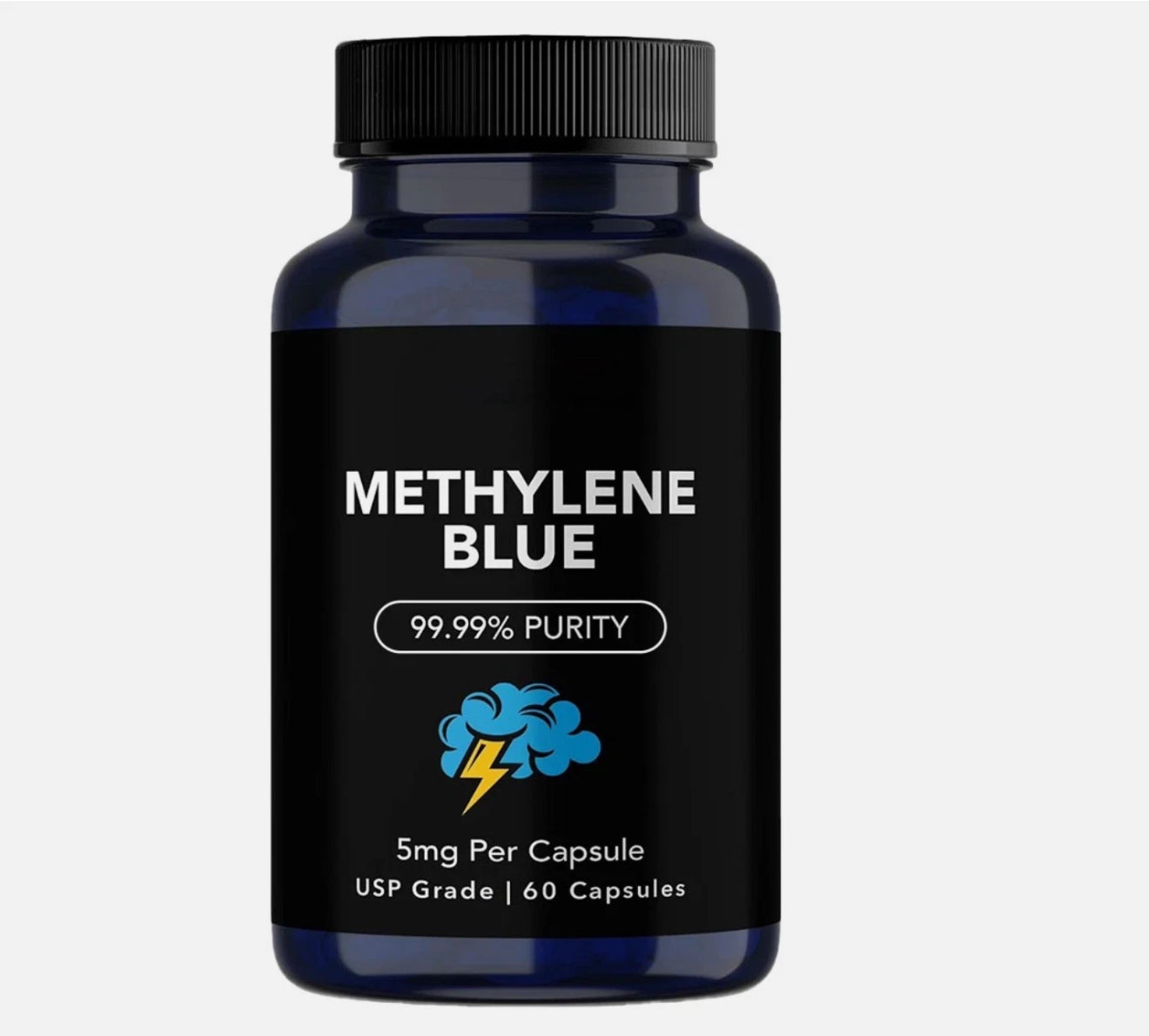 Methlyne Blue Pharmaceutical Grade, Capsule Form, Methylene Blue Capsules for Humans with Added Vitamin C Ester for Enhanced Absorption, USP Grade 99% Purity - Boosts Memory, Focus, Clarity, Energy