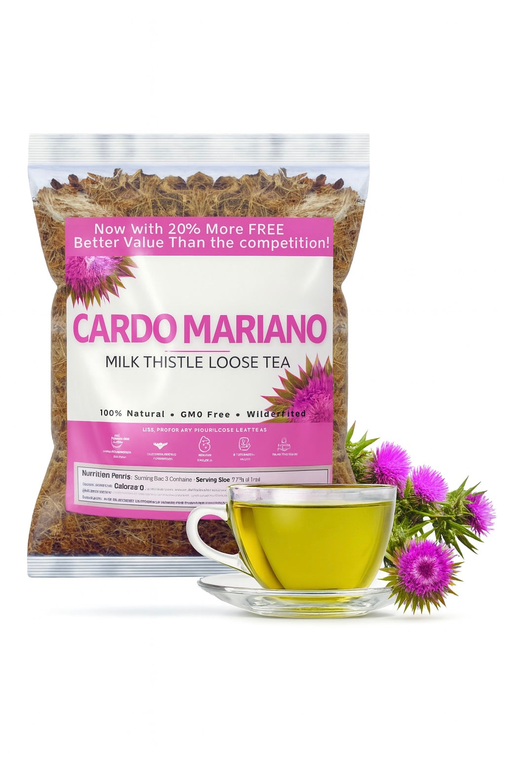 Cardo Mariano Herb Tea | Vegan | 100% Pure & Natural Cardo Marin - Milk Thistle Loose Tea 5oz  wild crafted
