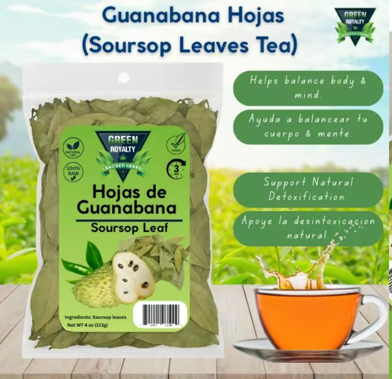 Whole Dried Graviola Soursop Leaves (4 oz 113g+ Leaves Per Bag) Hoja De Guanabana, 100% All Natural Fresh Tea From Mexico . TEA Beverage Traditional