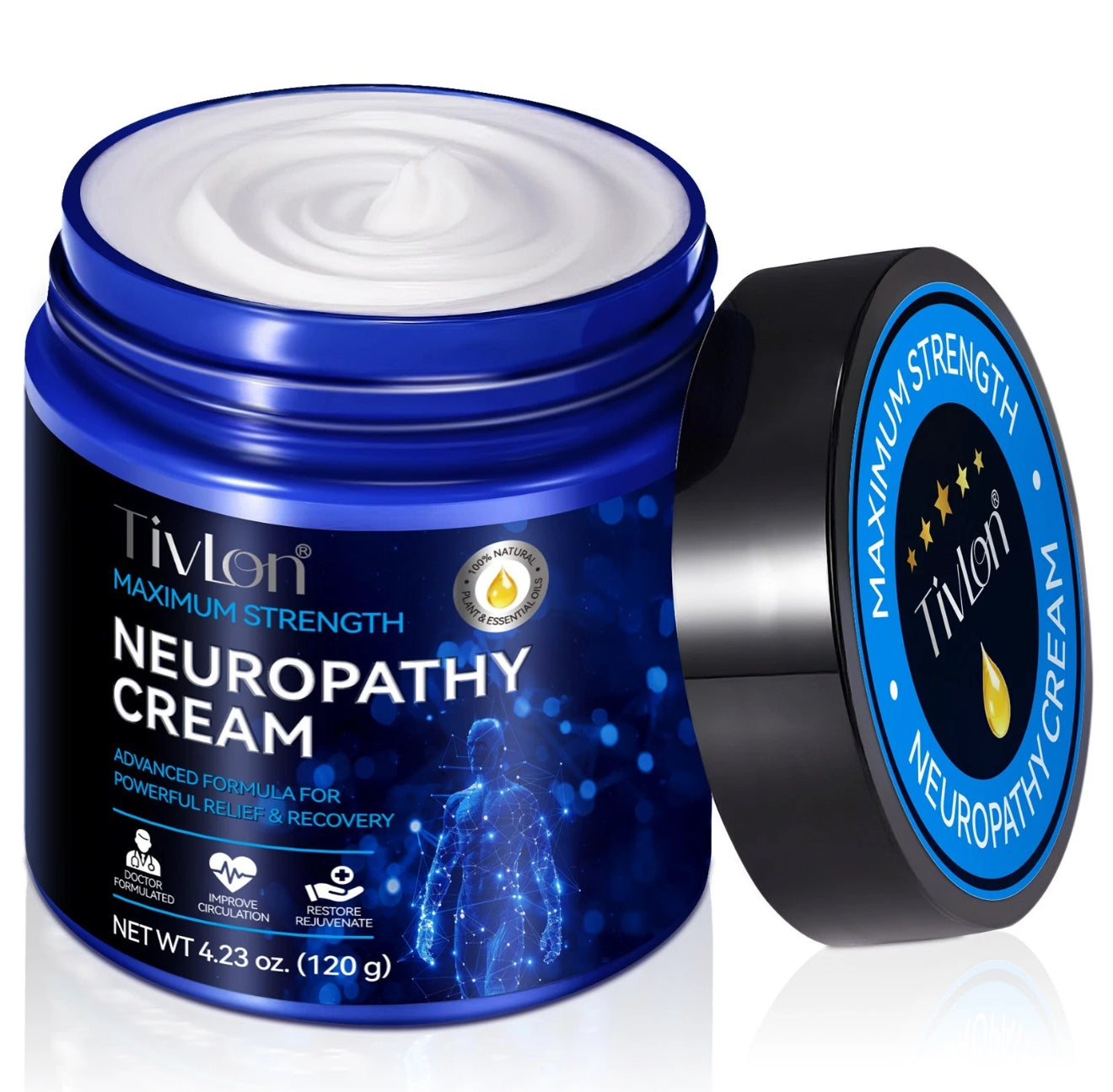 Tivlon Neurocalm Cream 120g Bottle, Natural Plant Oils & Essential Oils, Relieves Nerve Pain & Muscle Tension, Deep Moisturizing Skin Care, Neuropathy Relief Cream