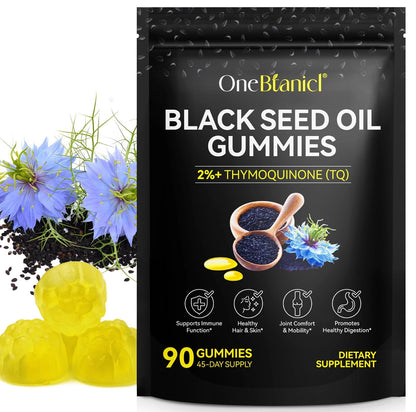 Black Seed Oil Gummies 90ct 100% Blackseed Oil, 2.5X Per BSO Gummy for Beauty Immune & Overall Wellness Support -Super antioxidant for Immune Support, Joints, Digestion, Hair & Skin - 90 Gummies