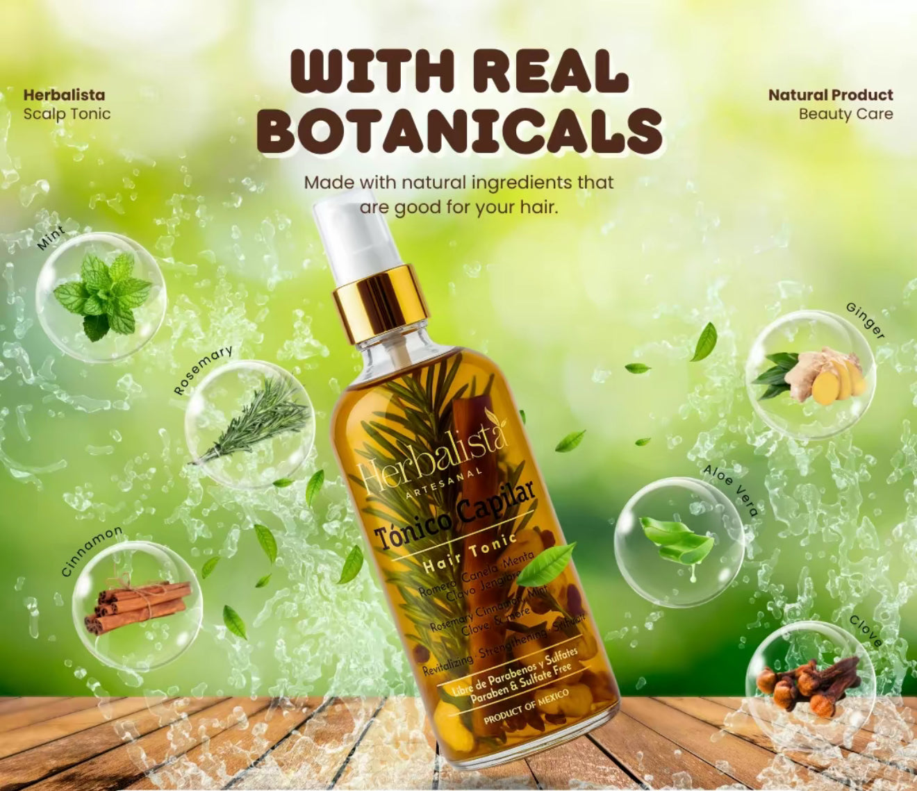 250ml Herbalista Hair tonic With Pcs Of Rosemary , Ginger , Cinnamon Botonicals