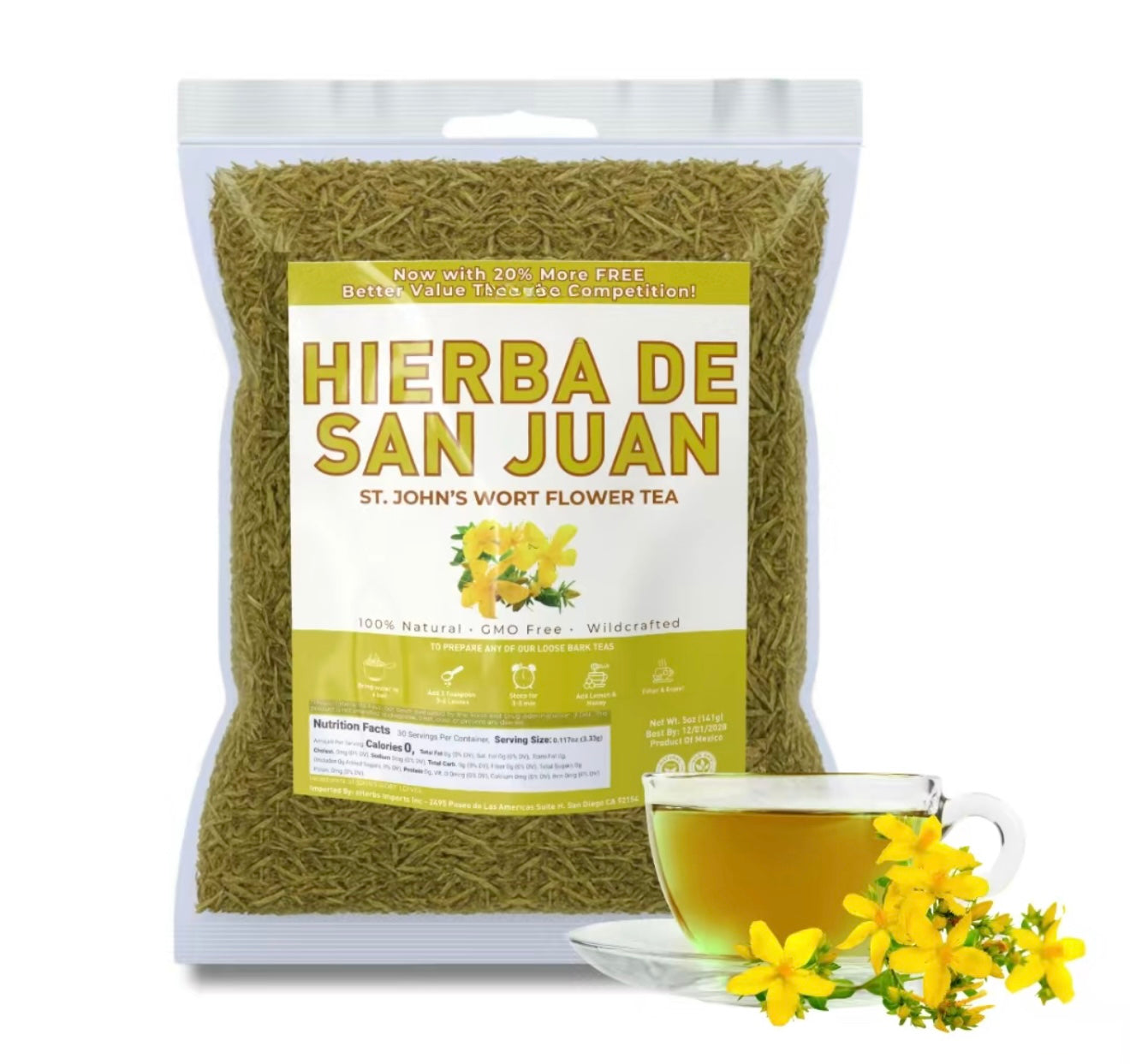 St. John's Wort Flower Tea | Hierba de San Juan Te - 100% Natural & Aromatic Herbal Beverage - Makes 40+ Cups 5oz