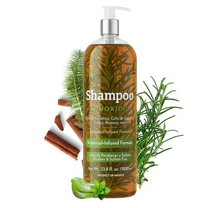 Herbalista 1,000ML Minoxidil 5% shampoo W/ Pcs of Rosemary ,Cinnamon, Aloe, Mint real Botanicals for hair growth , hair loss prevention shampoo