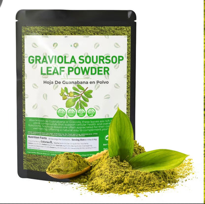 Pure Graviola Soursop Leaves Powder Hoja De Guanabana, 100% All Natural Fresh Tea From Mexico . TEA Beverage Traditional Guanabana leaf powder 5oz