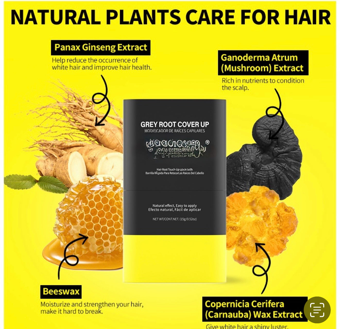 Hair Root Touch-Up Stick, Instant Grey Root Cover Up | Dual-Sided Ergonomic Comb