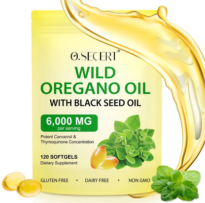 Oregano Oil Capsules, 2 in 1 - 6000mg.
