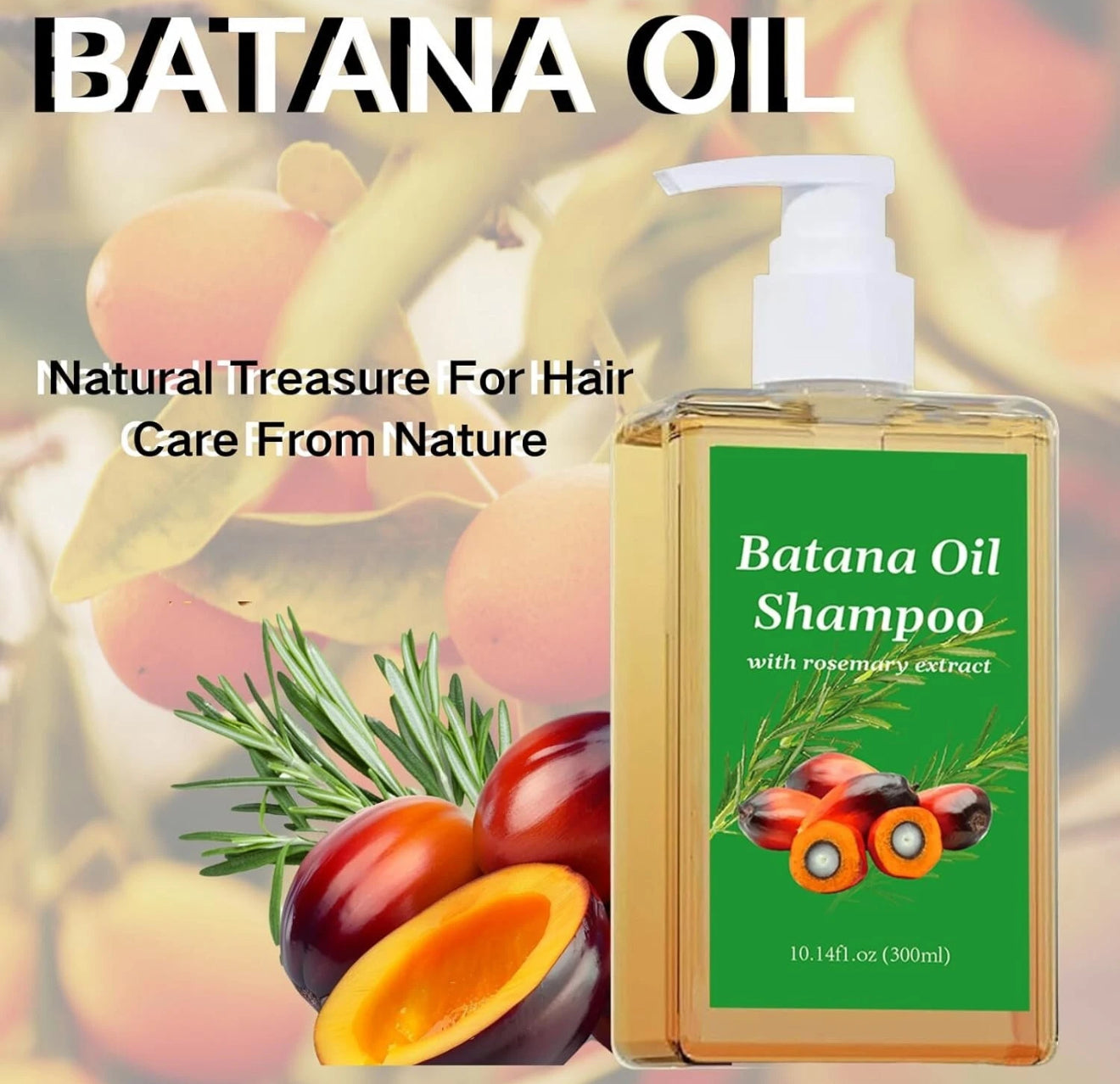Batana Oil Shampoo with Rosemary oil shampoo Promote Hair Growth, Reduce Hairloss,Strengthening, and Cleansing -10.14Oz(300ml) .
