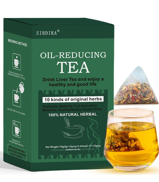 Oil-Reducing Tea - 10 Herbal with Excellent Formula, Oil Cleansing Tea for Liver, Oil-Reducing Tea Herbal Chinese Tea, 15 Tea Bags (1 Box(15pcs))