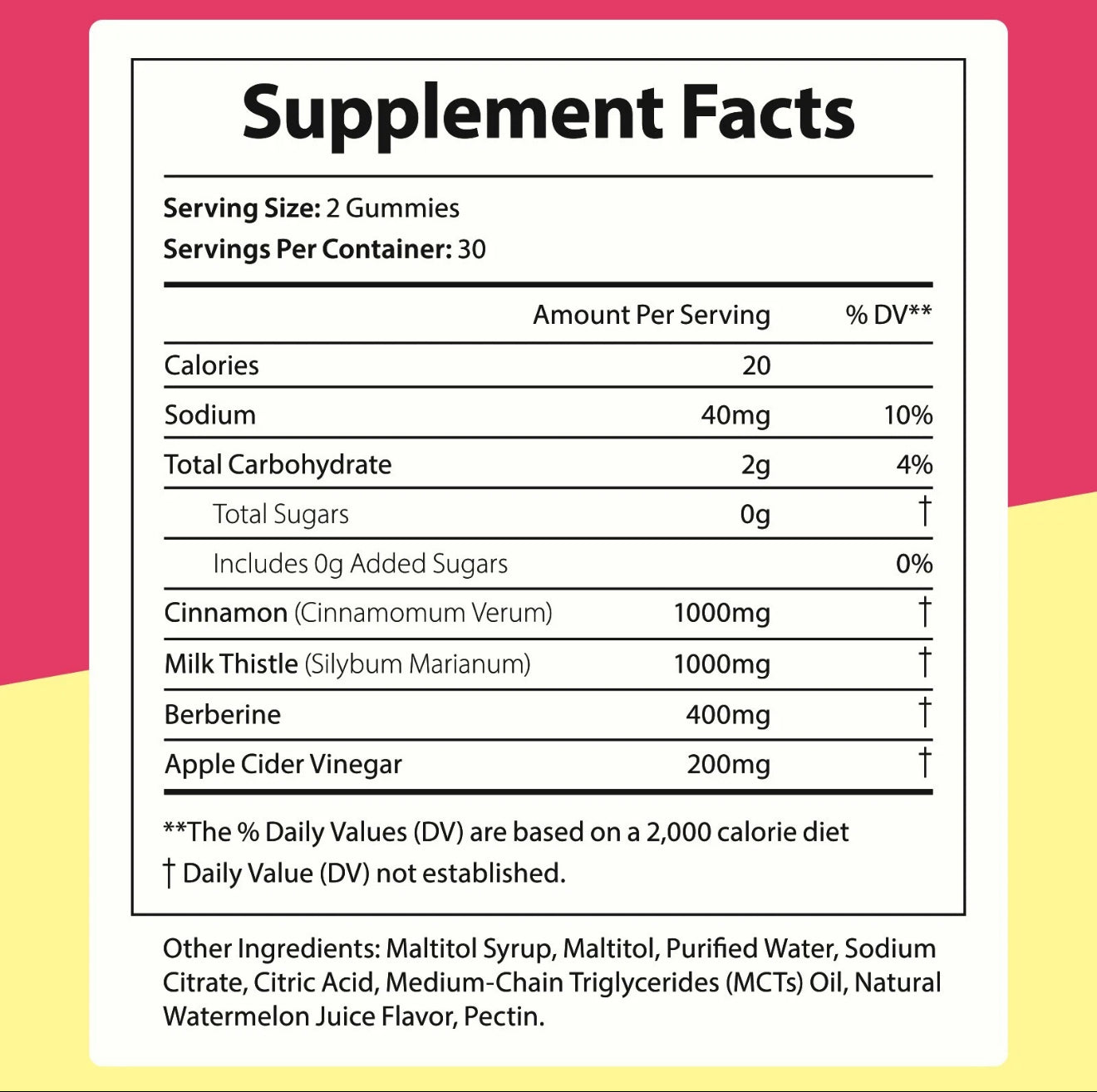 Berberine Comples Gummies with Ceylon Cinnamon, Milk Thistle, ACV, Sugar Free Berberine Supplement for Metabolism, Energy, Gut Health, Vegan, Gluten-Free Watermelon Flavor – Supports Healthy Blood Sugar & Heart Wellness